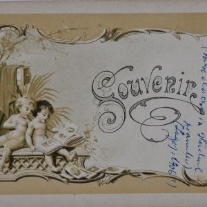 Verso-ul fotografiei Valeria Chirița și Silvia Șepețan, numită Siba, la pian, Lugoj, 1906